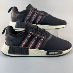 Adidas NMD R1 Mens 12 Running Shoes Black White Lace Up Low Training Sneakers